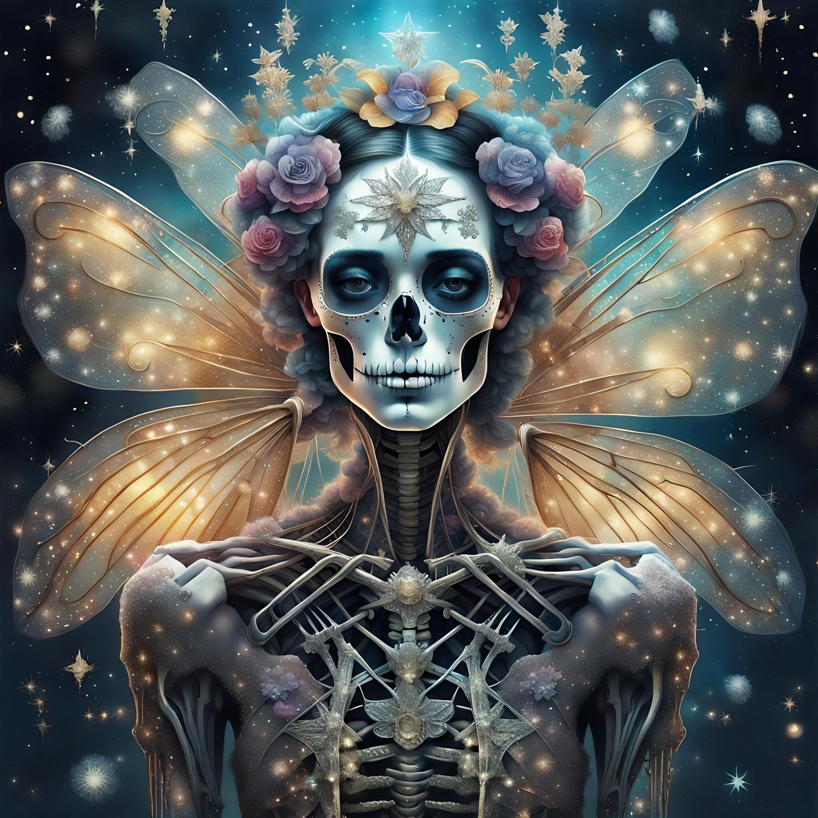 Sparkling Fairy Skeleton in Stardust Space