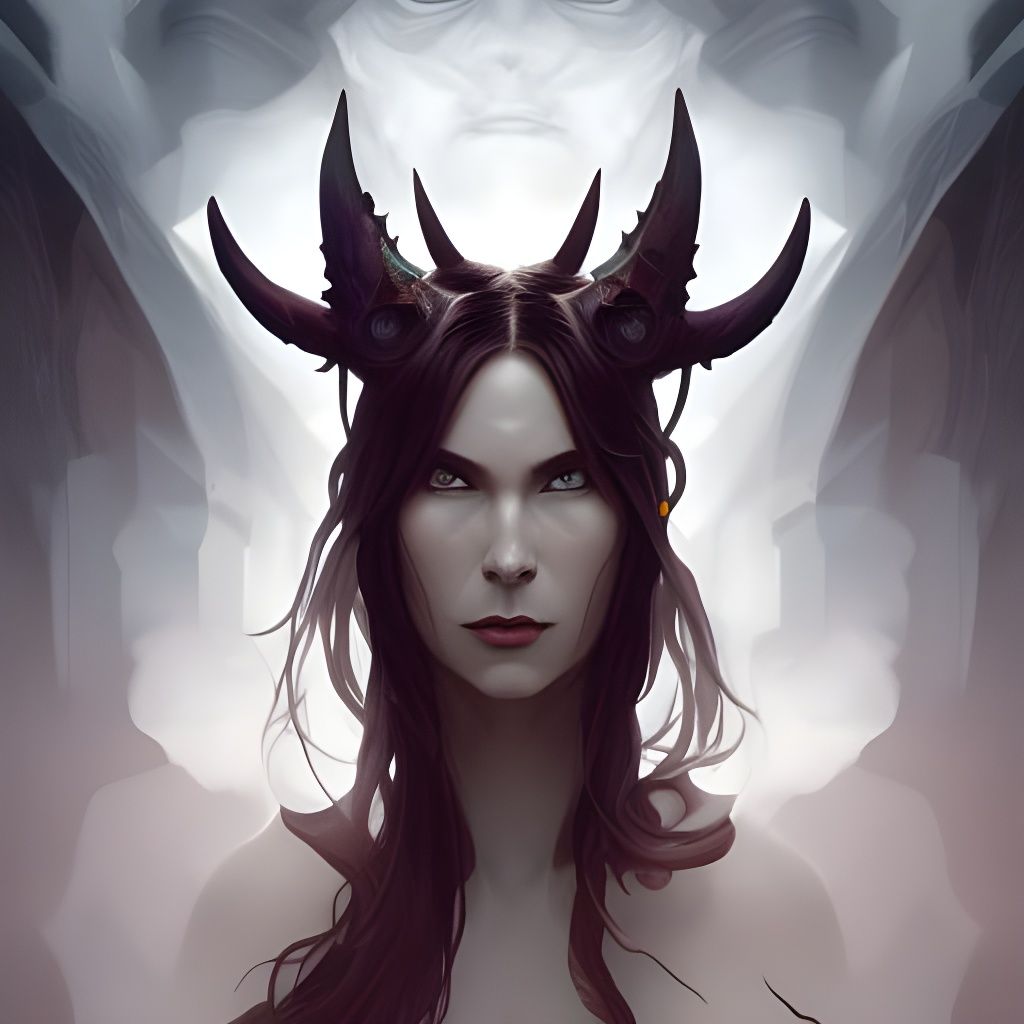 Demonic Satanic Mage Portrait in Art Nouveau Style