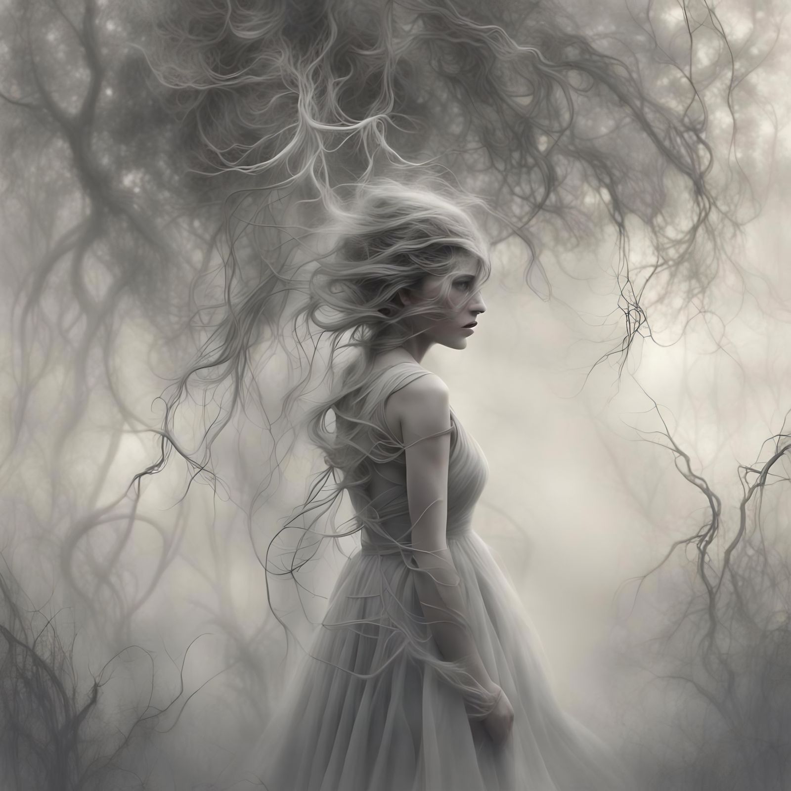 Ethereal Abstract Portrait in Impressionistic Style