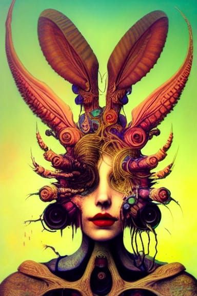 Goddess Head: Surreal Dark Fantasy in Digital Art