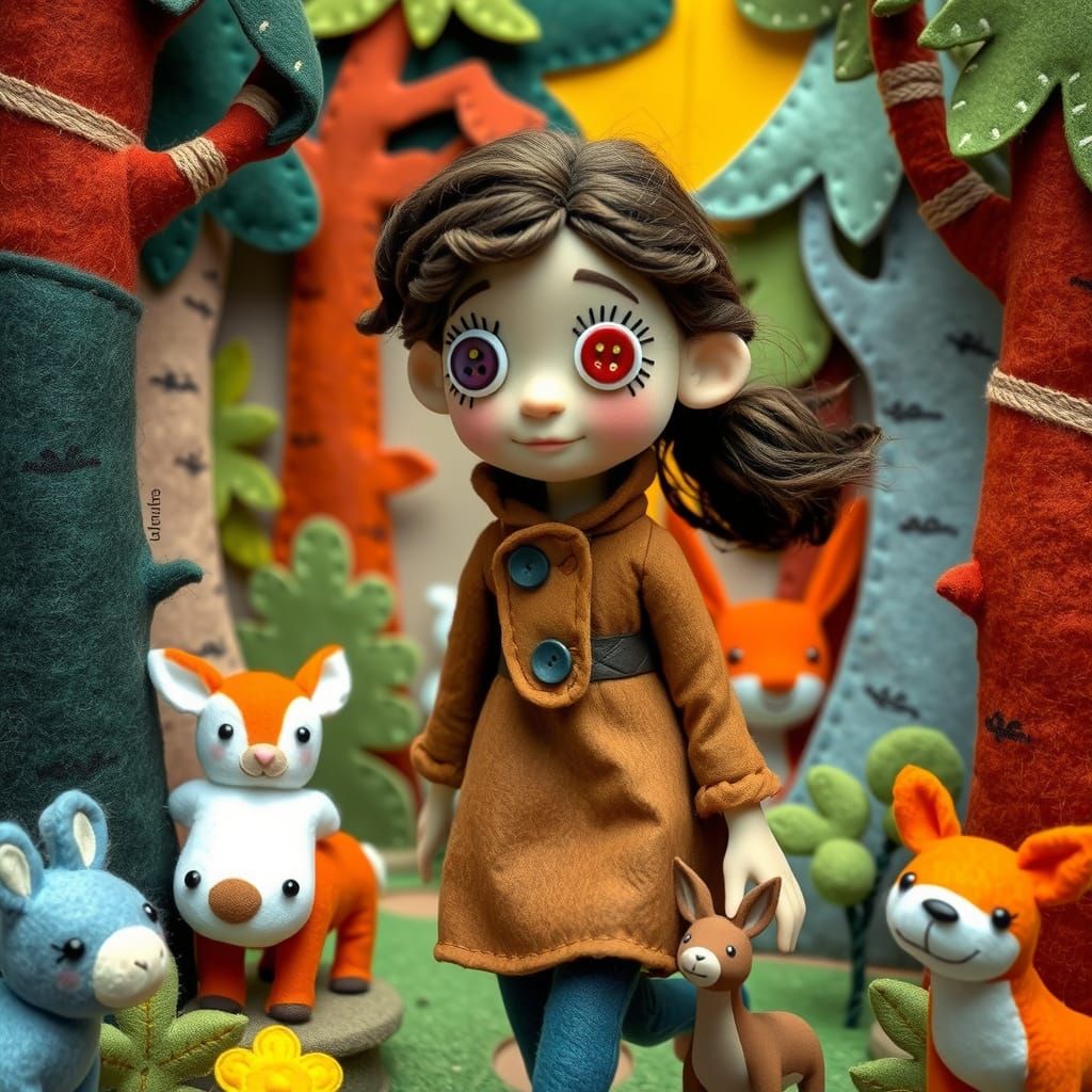 Felt Forest Walk in Children's Illustration Style