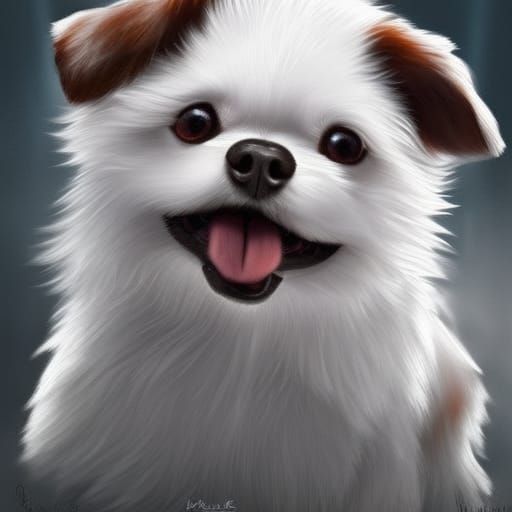 Fluffy Chihuahua Digital Painting in Detailed Fantasy Style