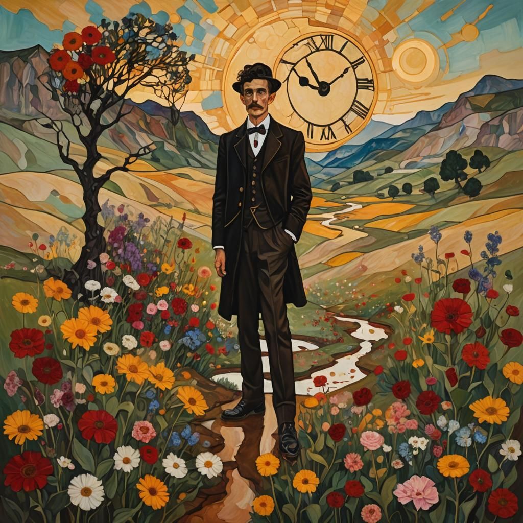 García Márquez as Magician in Surrealist Oil Painting