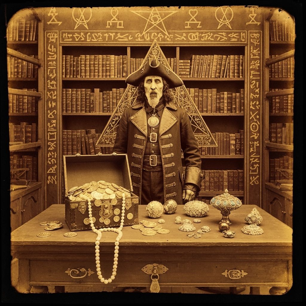 Creepy Pirate's Haunted Library in Hologram Style