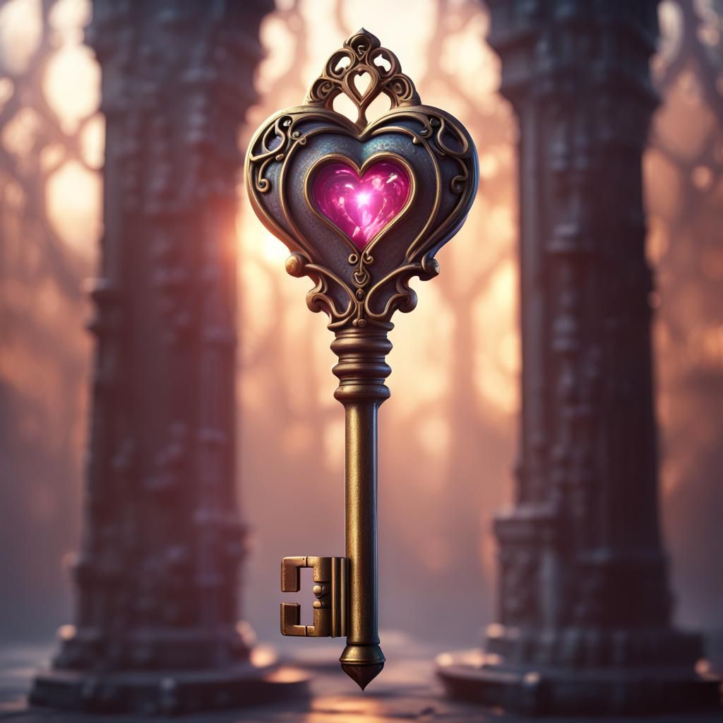 Enchanted Arcane Heart Key: Detailed Fantasy Art