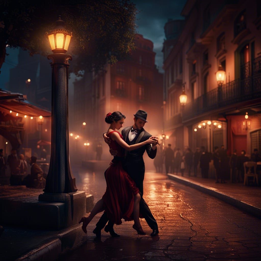 Tango Dance in La Boca: Fantasy Concept Art