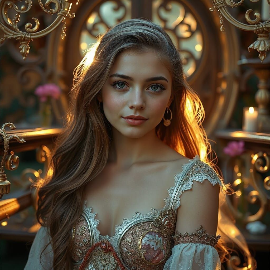 Fantasy Woman in Golden Hour Light