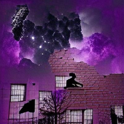 Crying Silhouette in Dark Purple Space