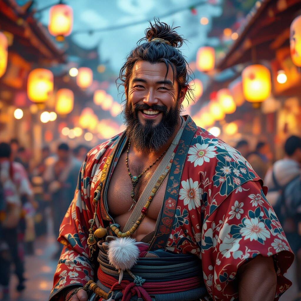 Joyful Japanese Festival: Hyperrealistic Digital Art