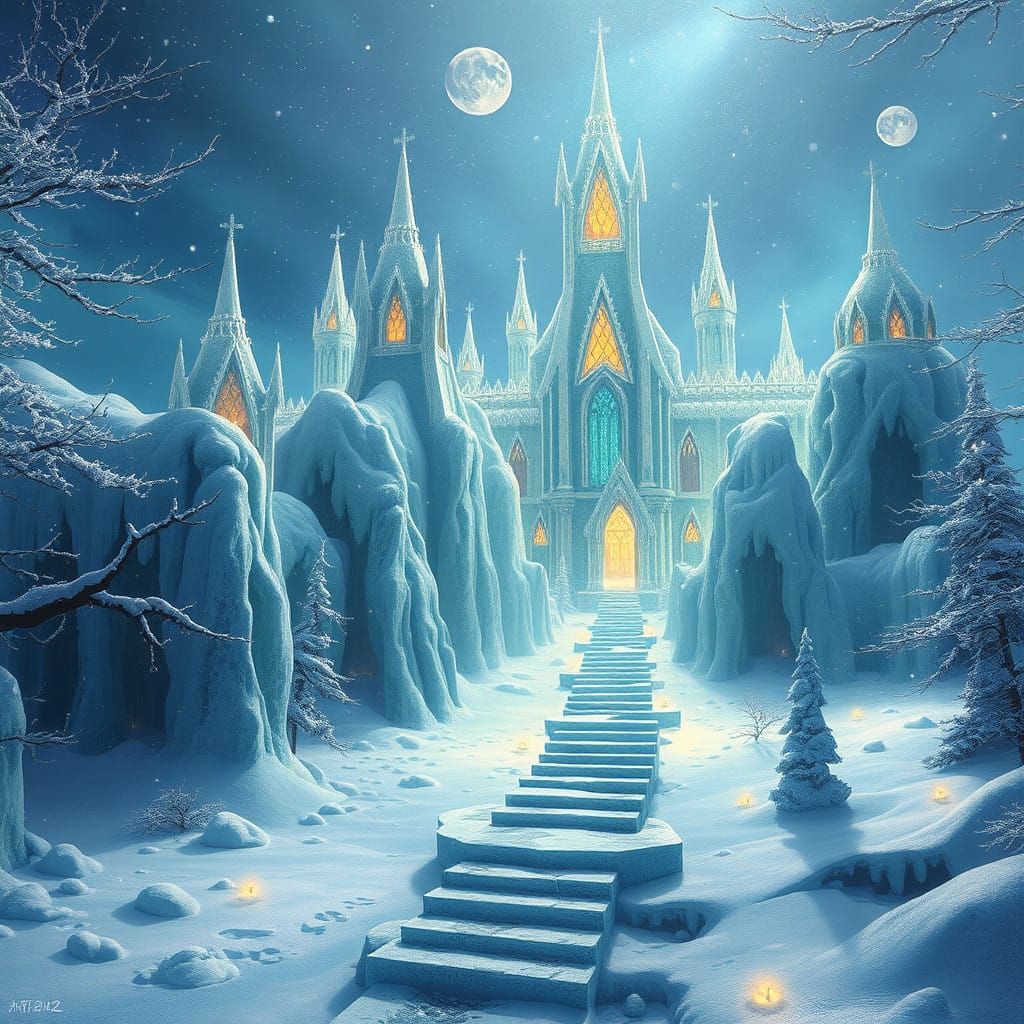 Enchanted Winter Palace in Ethereal Beauty