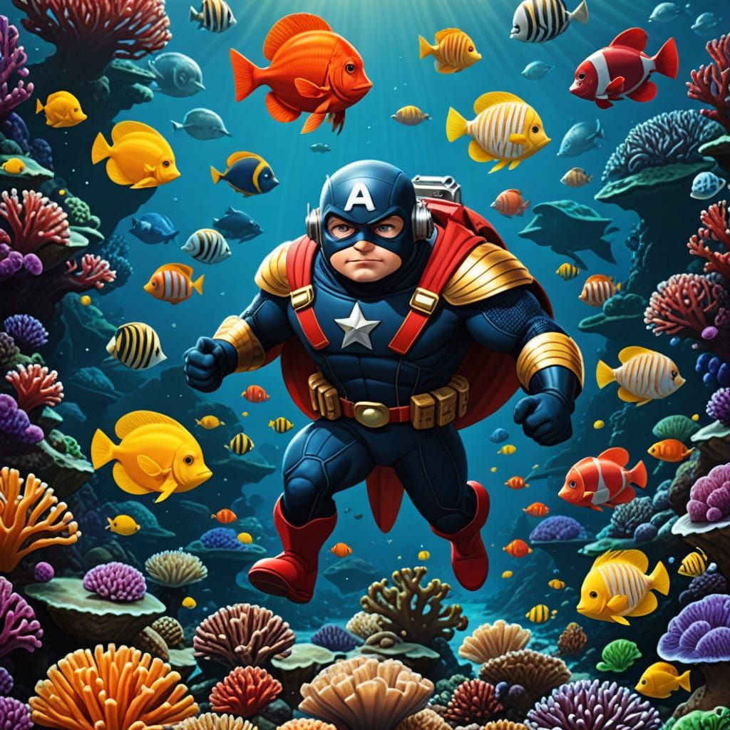 Heroic Sea Defender in Vibrant Colors