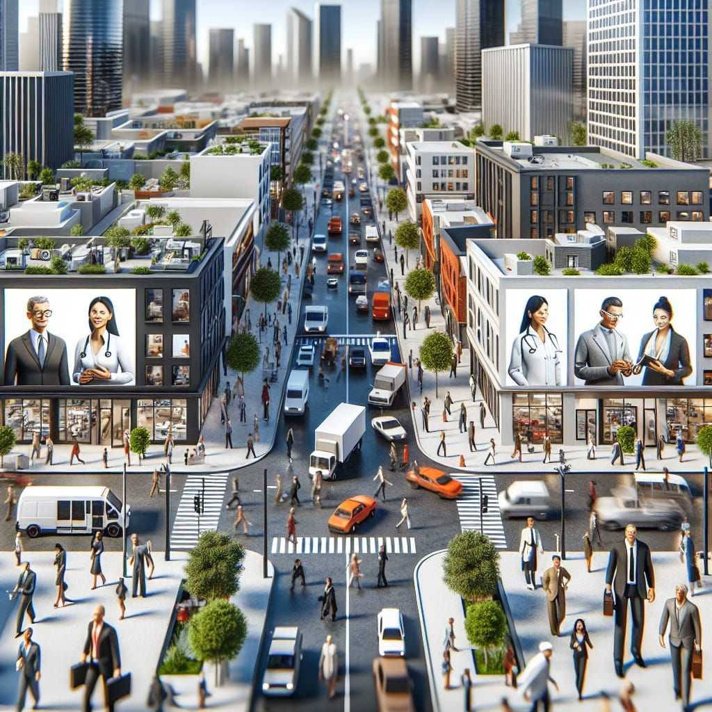 3D Render of a Thriving Cityscape