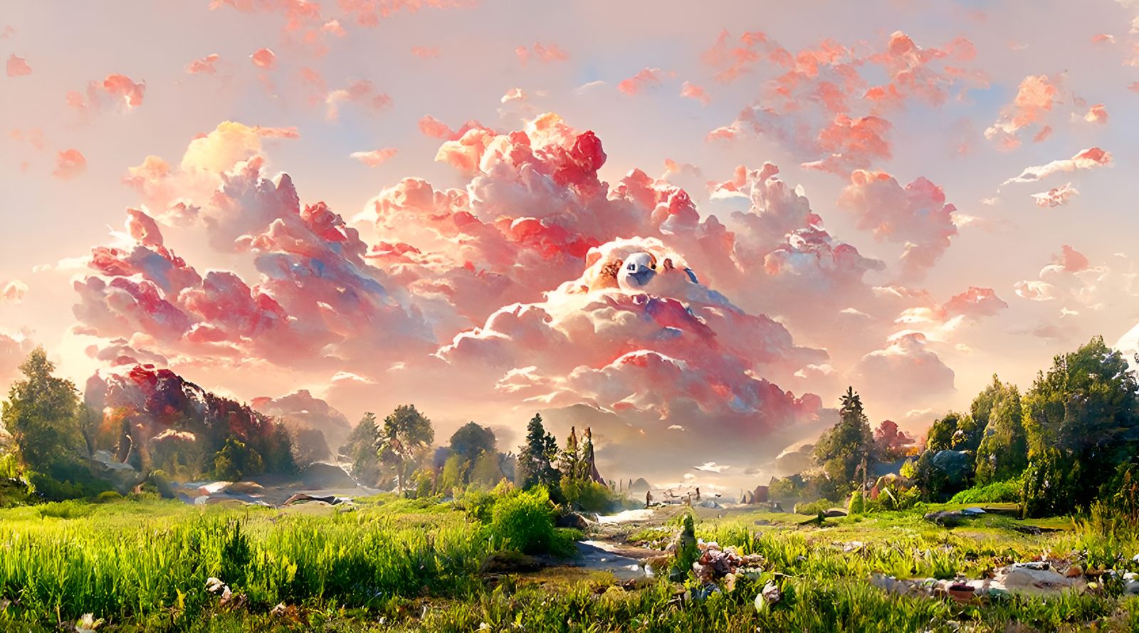 Adorable Landscape Painting with Cosmic Magic