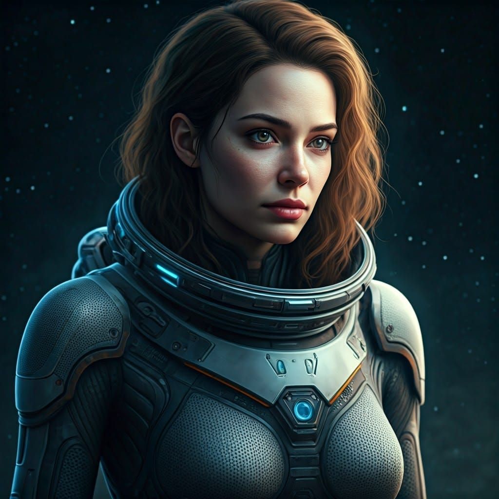 Beautiful Woman in Space Bodysuit Portrait