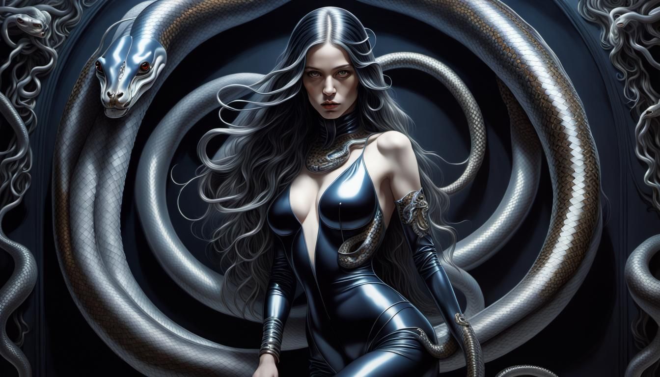 Stunning Snake-Woman in Dark Fantasy Digital Art