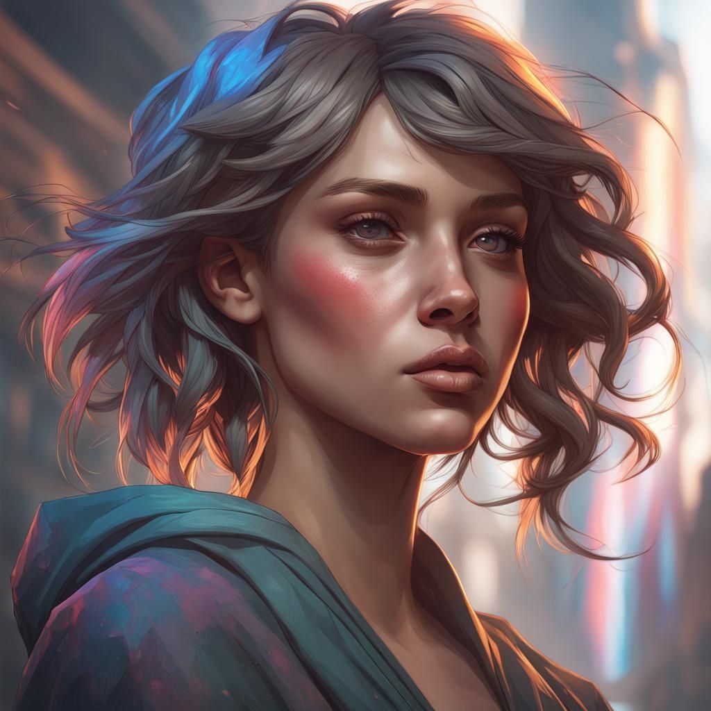 Detailed Portrait of a Girl with Dynamic Lighting