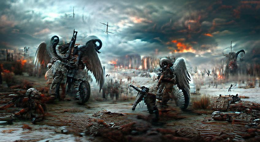 Angels and Demons War on a Dystopian Battlefield