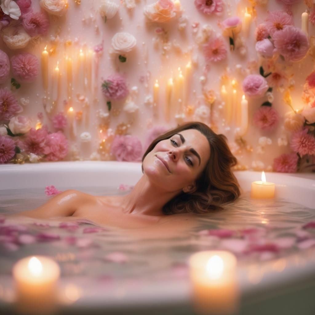 Duchess Relaxing in Vibrant Soapy Waters