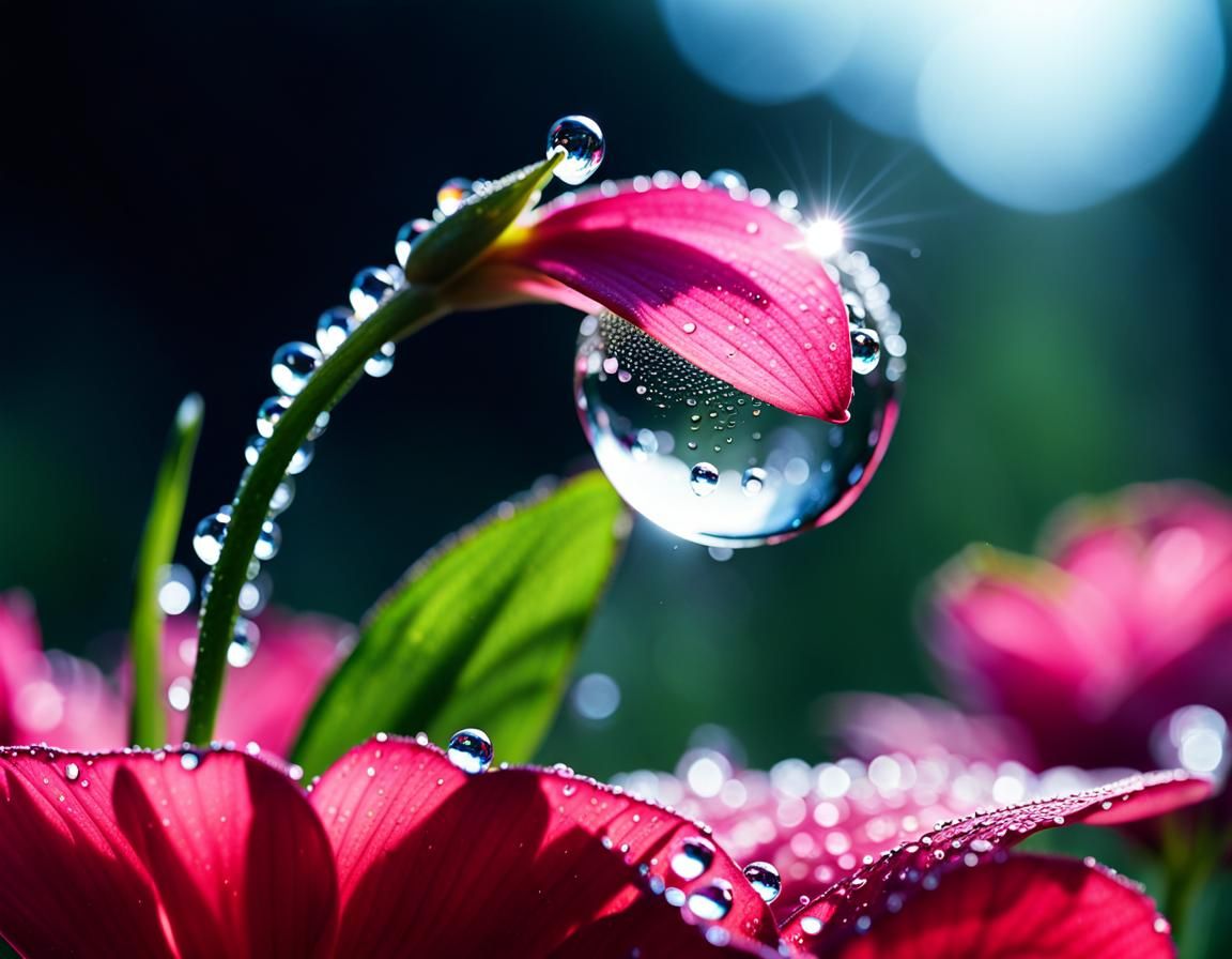 Ethereal Dew Drop in a Flowery Fairy Tale