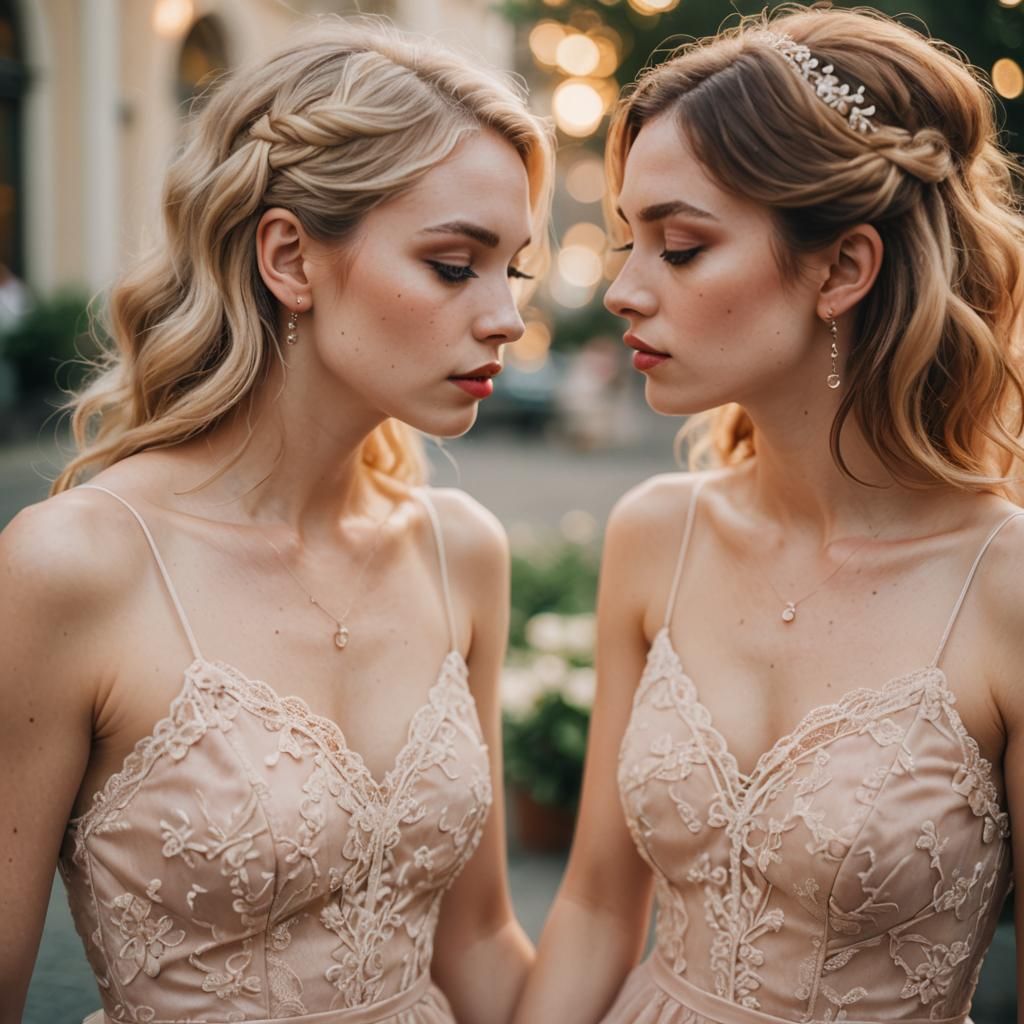Film-Inspired Portrait of Two Girls Kissing