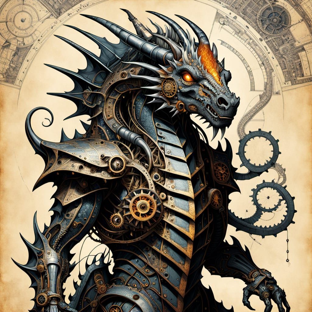 Biomechanical Dragon Pony with Clockwork Scales