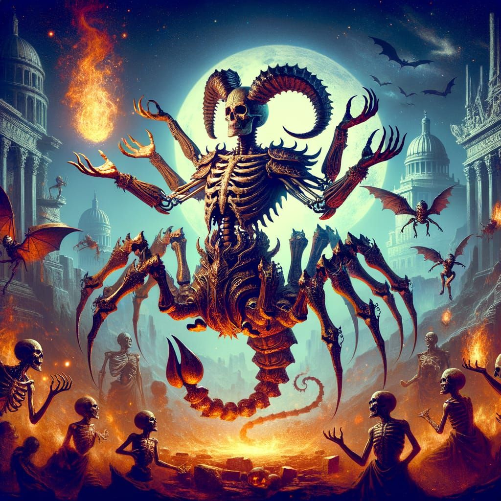 Mythical Scorpion Skeleton Conjures Fireballs Amid Ancient R...