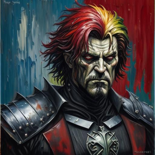 The Mad Knight: Expressionist Oil Painting