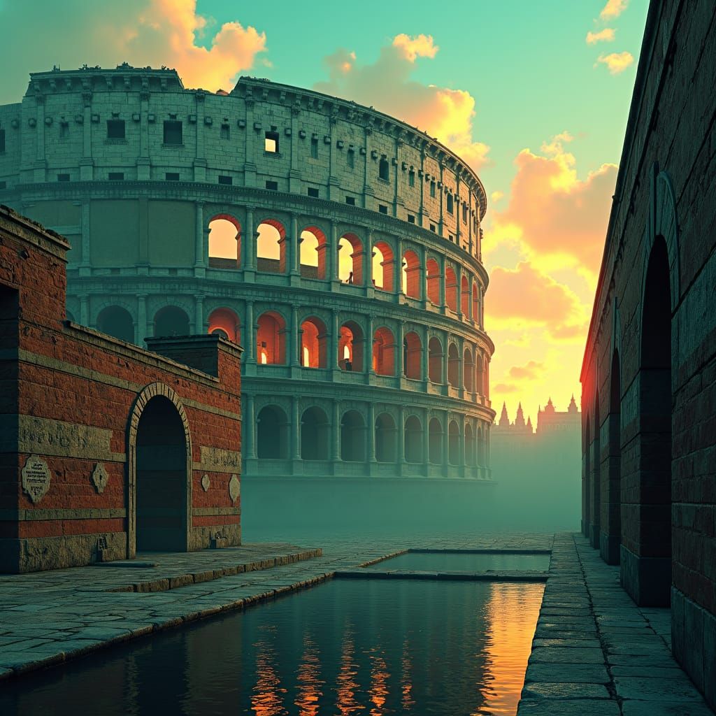 Roman Colosseum in Golden Light