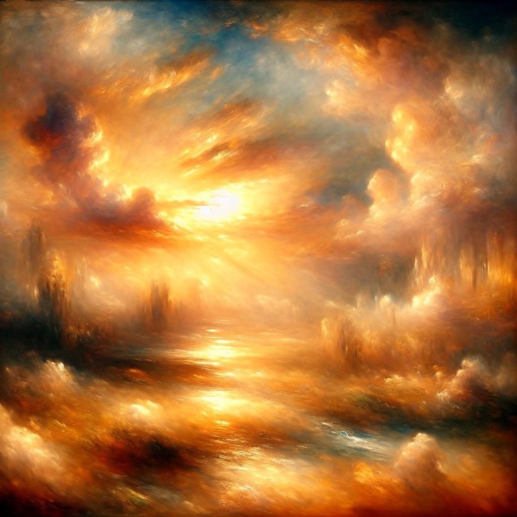 J.M.W. Turner (Romanticism) style
landscape bathed in the go...