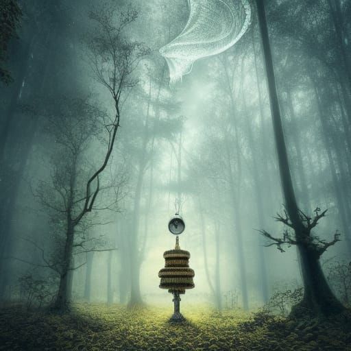 Locksmith Labyrinth fantasy forest in a clear bottle movie scene by Santiago Caruso, Mandy Discher, Caras Ionut, beautif...