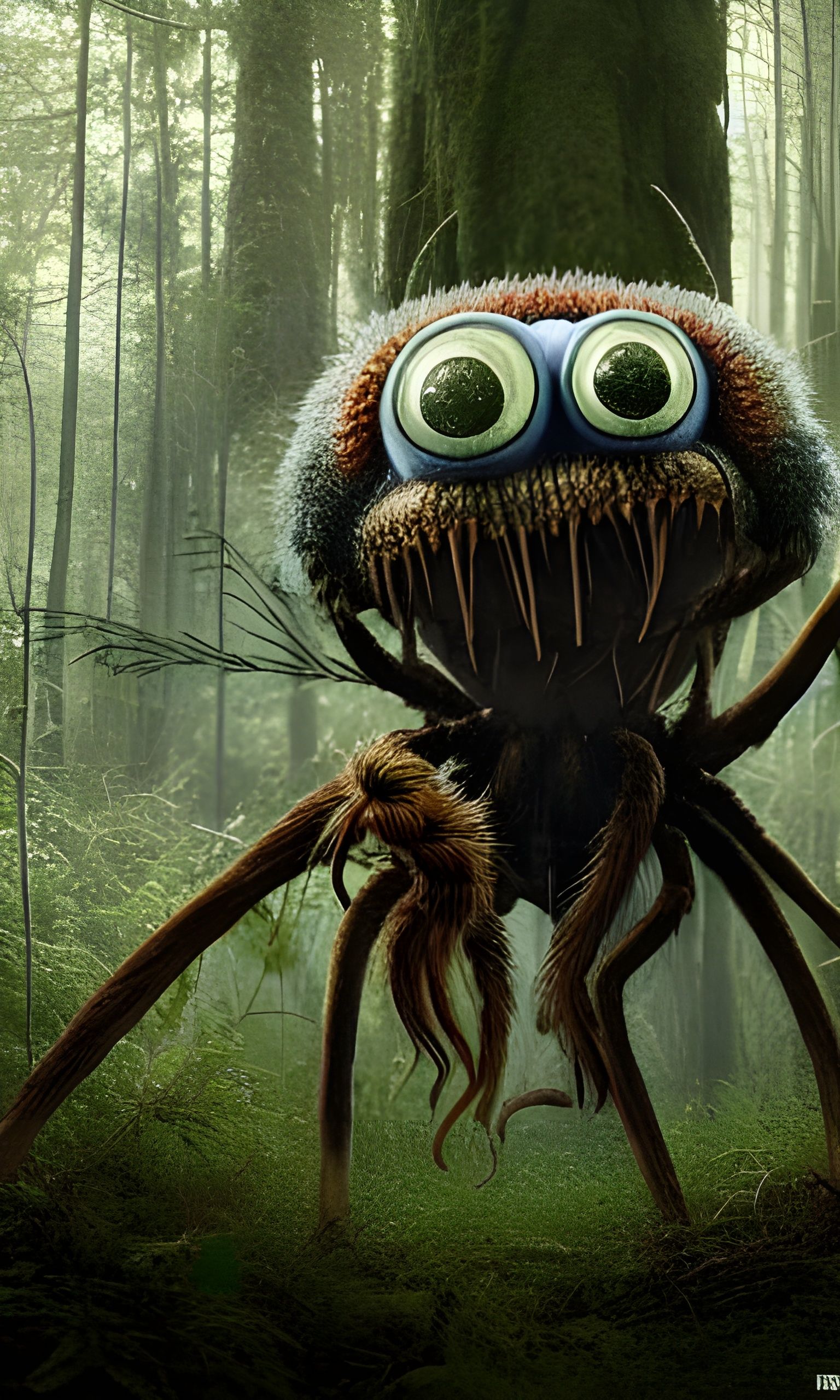 Brain Salad Creature in Forest, Photorealistic CGI