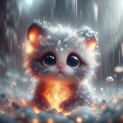 Whimsical White Chinchilla in a Forest Glade