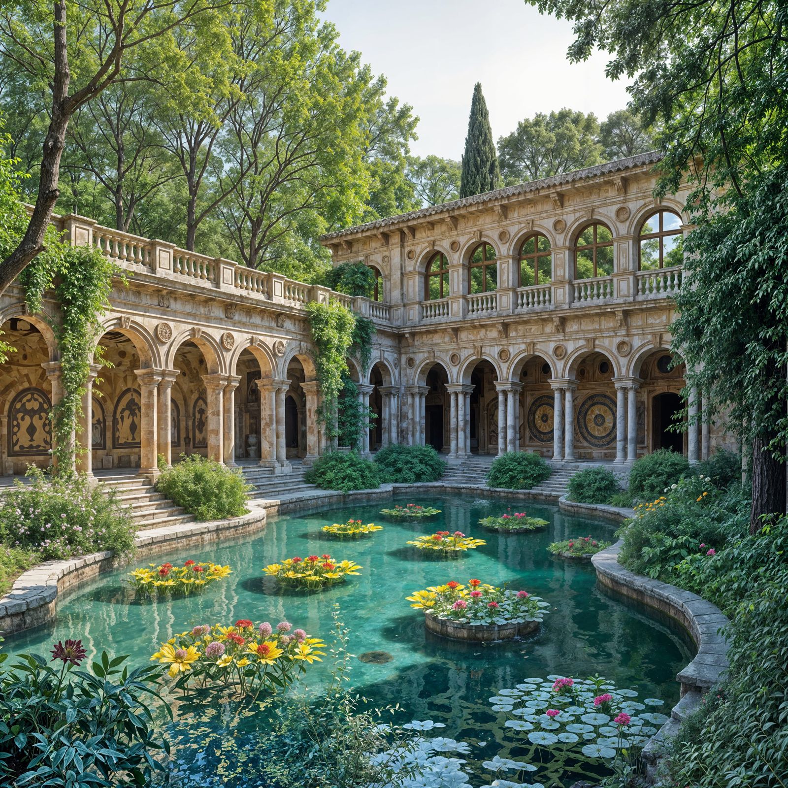 Domus Aurea in a Flower Oasis by the River