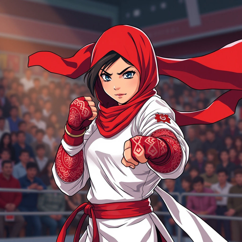 Azerbaijani Martial Artist in Anime Style