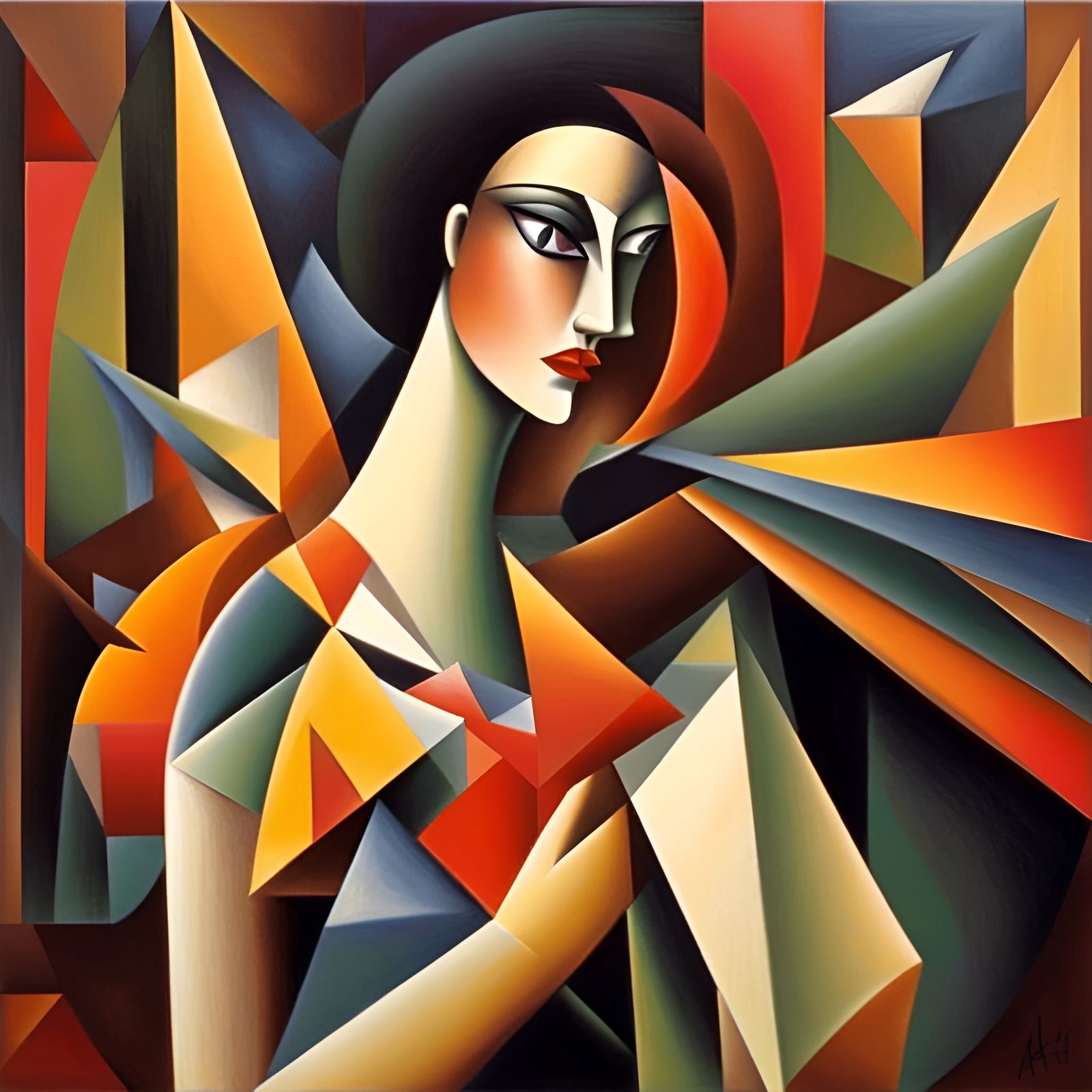 Abstract Cubism Image of Paranoia Disorder