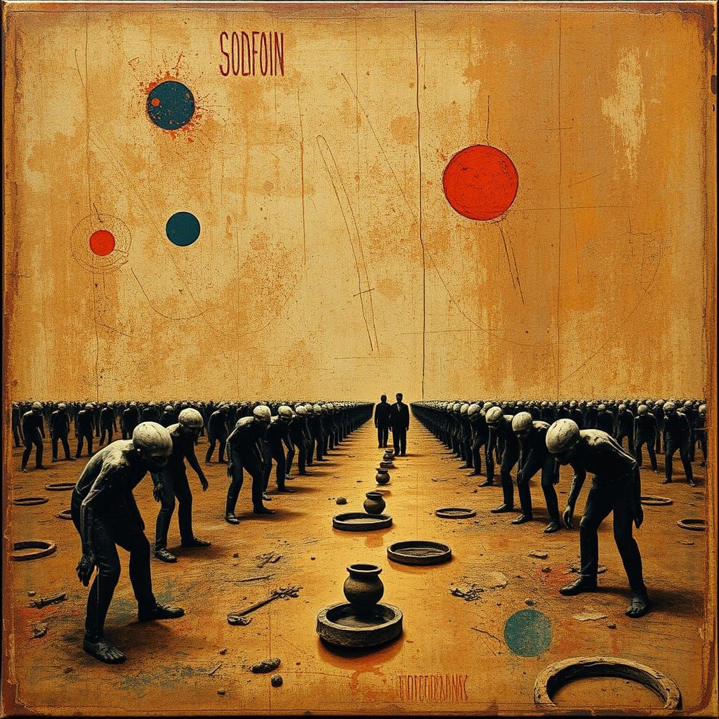 Abstract Stained Album Cover in Distressed Rustic Style