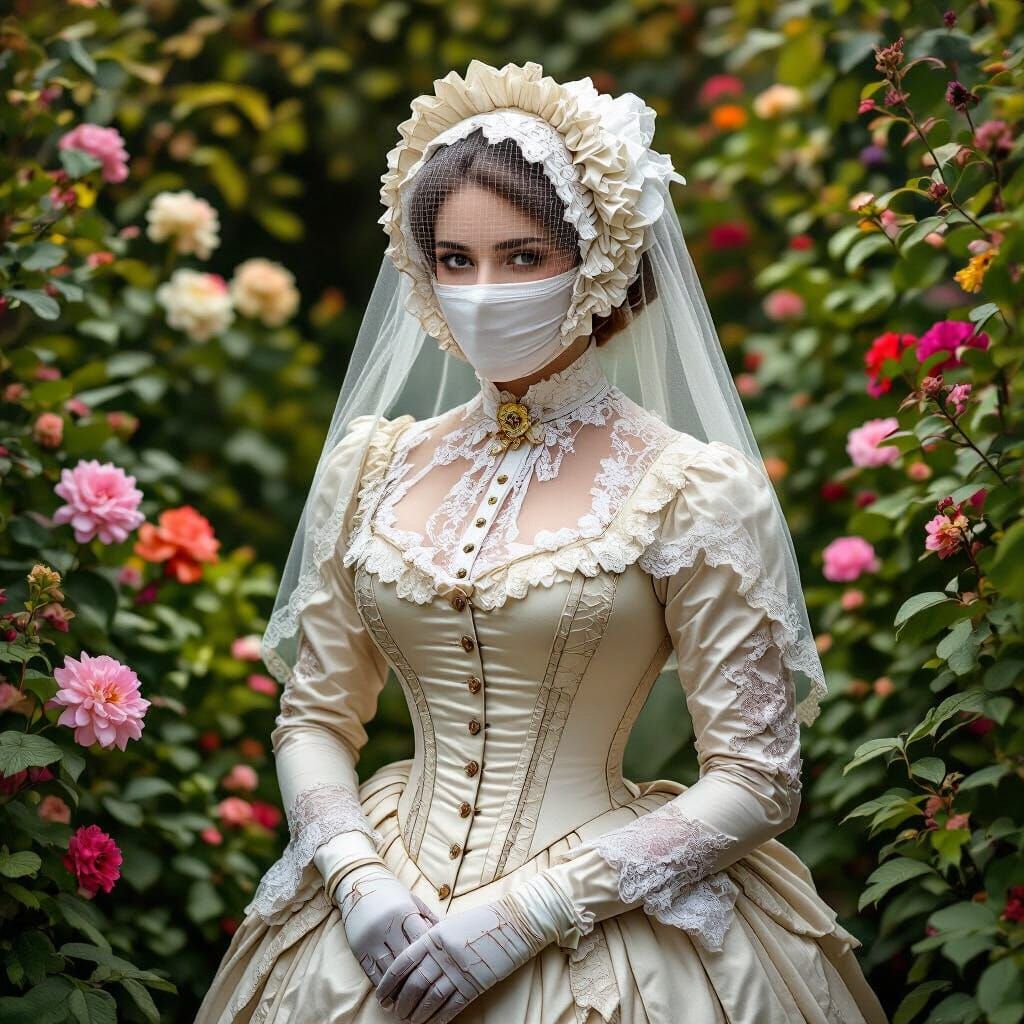 Victorian Woman in Botanical Garden, Realism Style