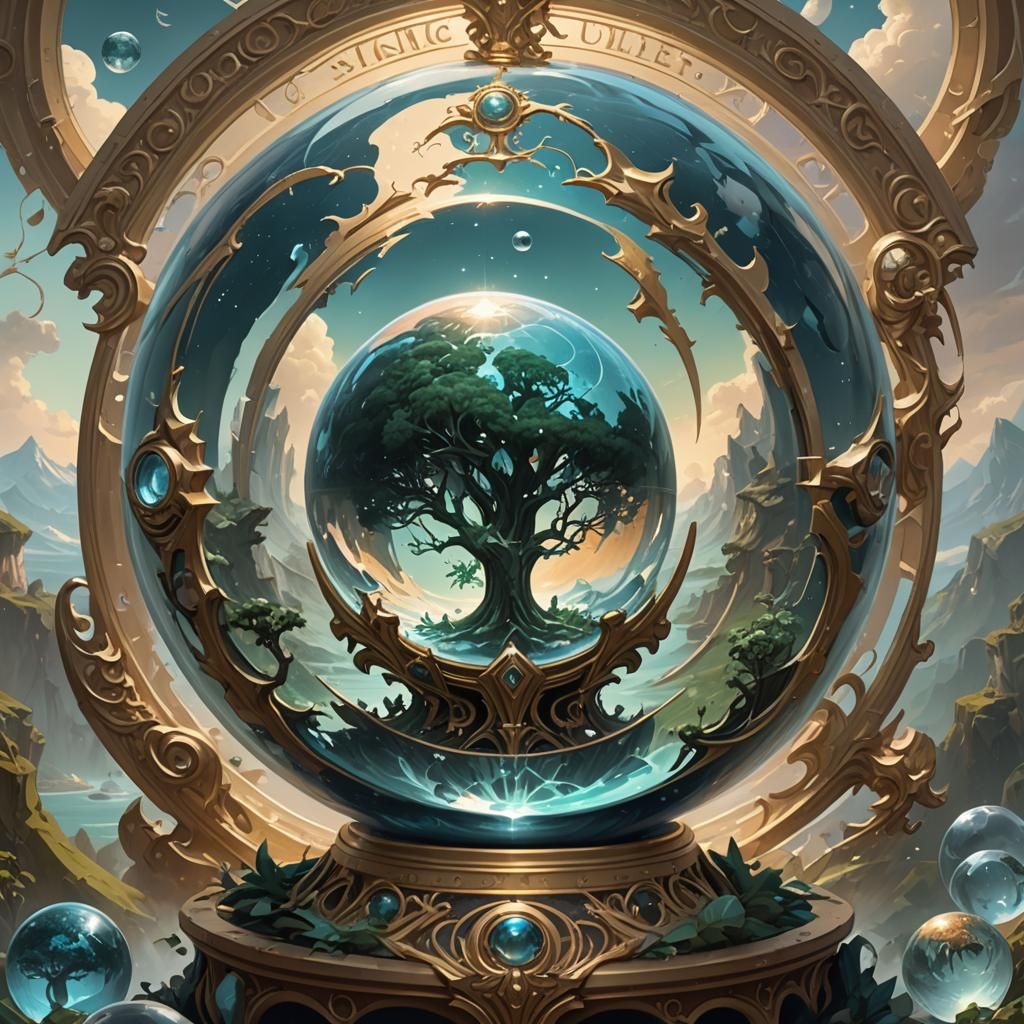 Crystal Ball with Earth Globe, Fantasy Art