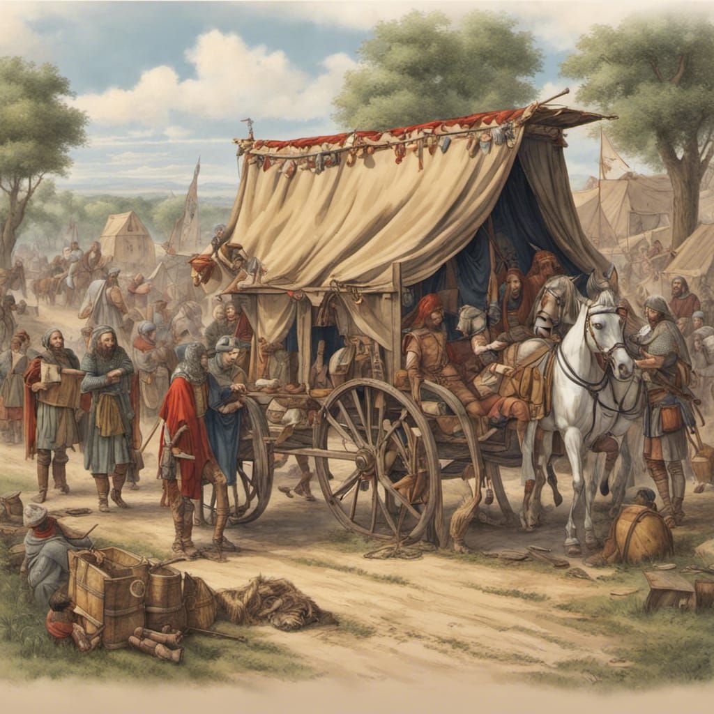 Medieval American Trade Caravan: Highly Detailed Scene
