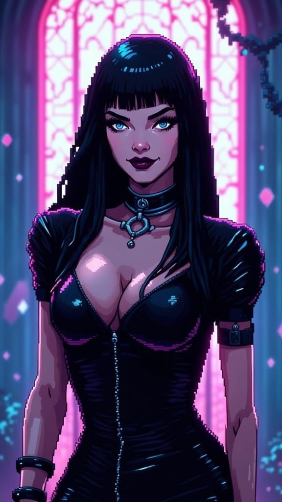 Retro Pixel Art of an Unnerving Woman