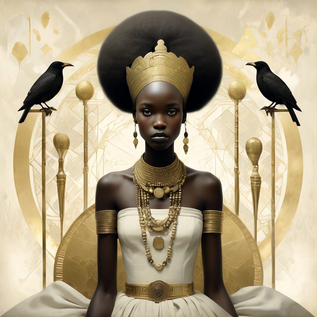 Nilotic Princess Enjoying Opulence in Colour Wash Style