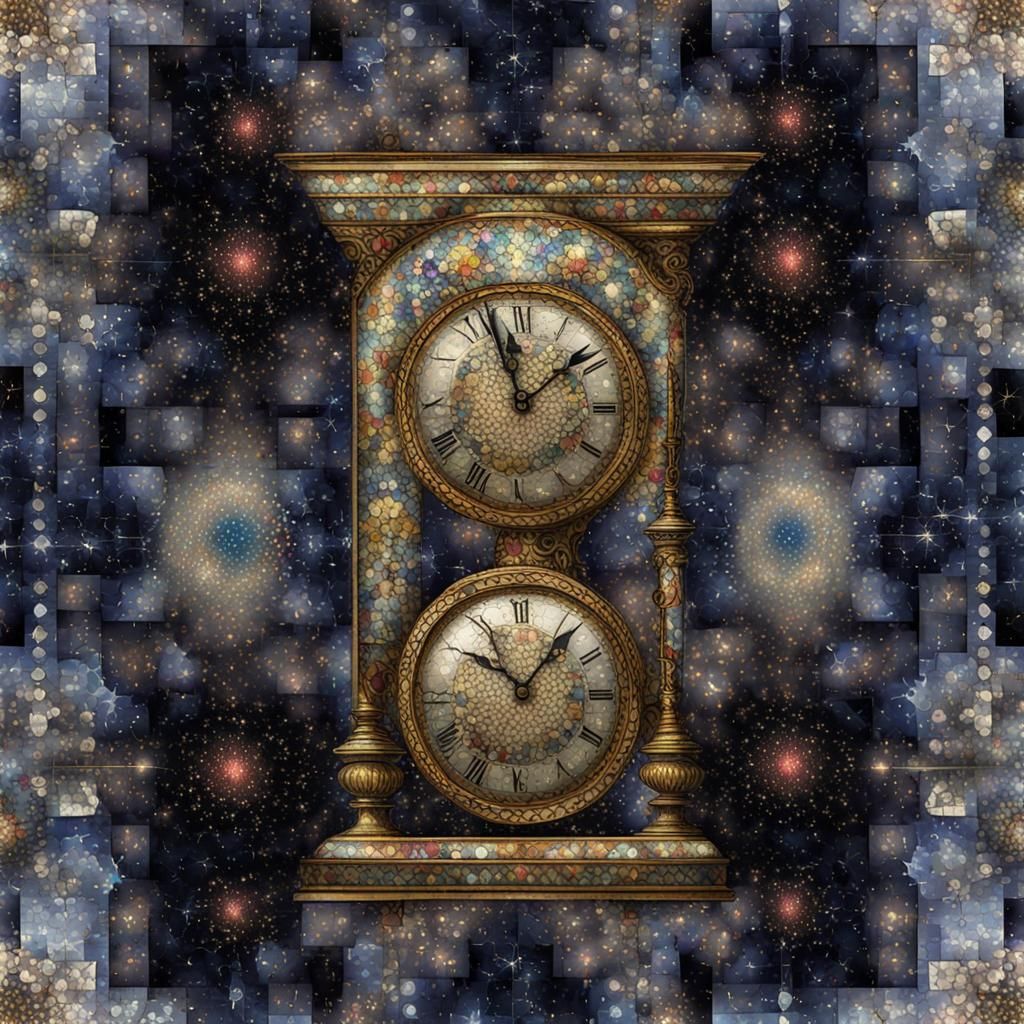 New Year's Eve Hourglass in Abstract Watercolor