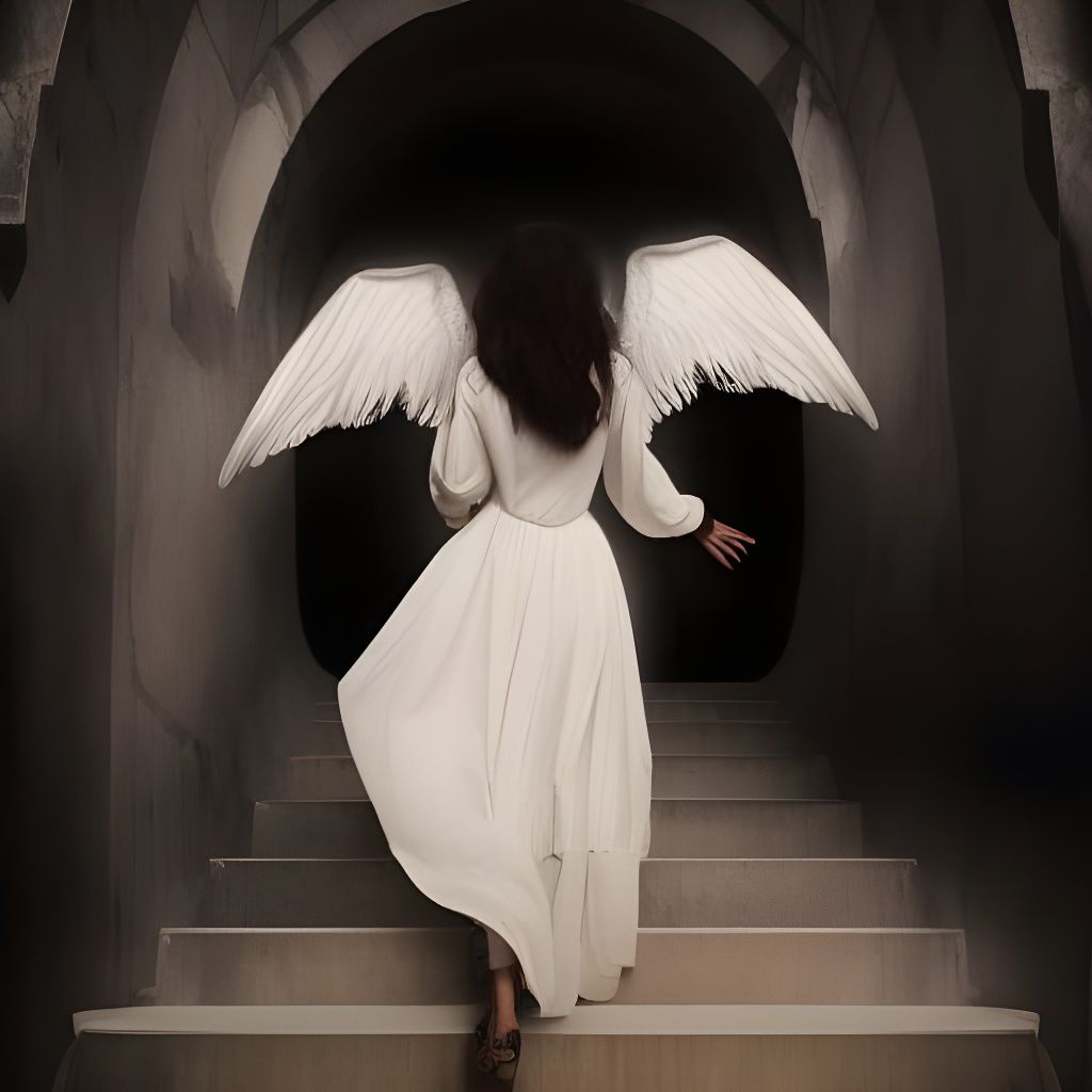 Woman with Black Wings Descending to Hell