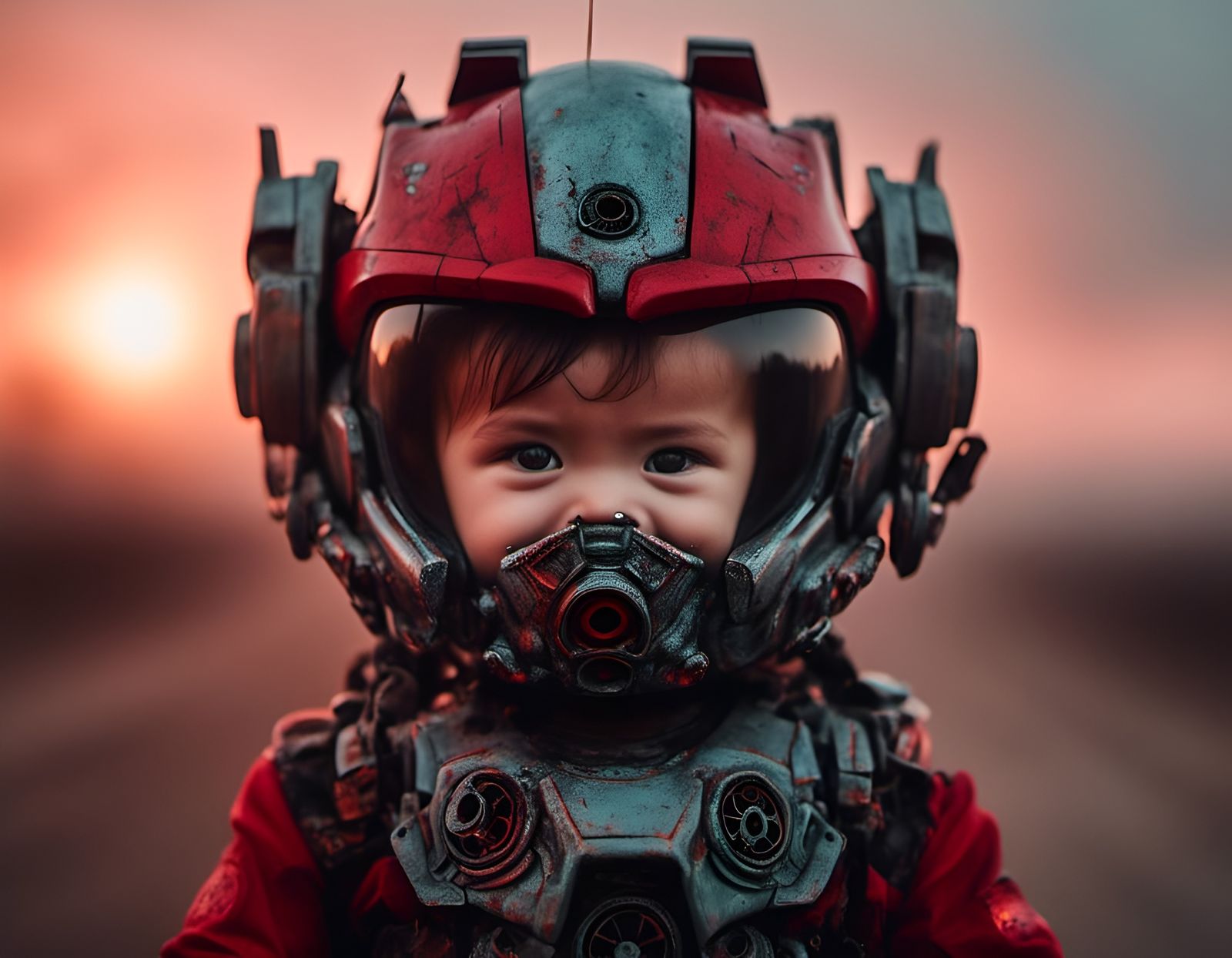 Baby in Autobot Mask Amidst War