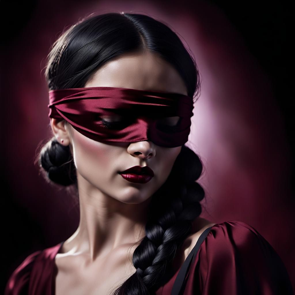 Blindfolded Woman in Shadowplay Style