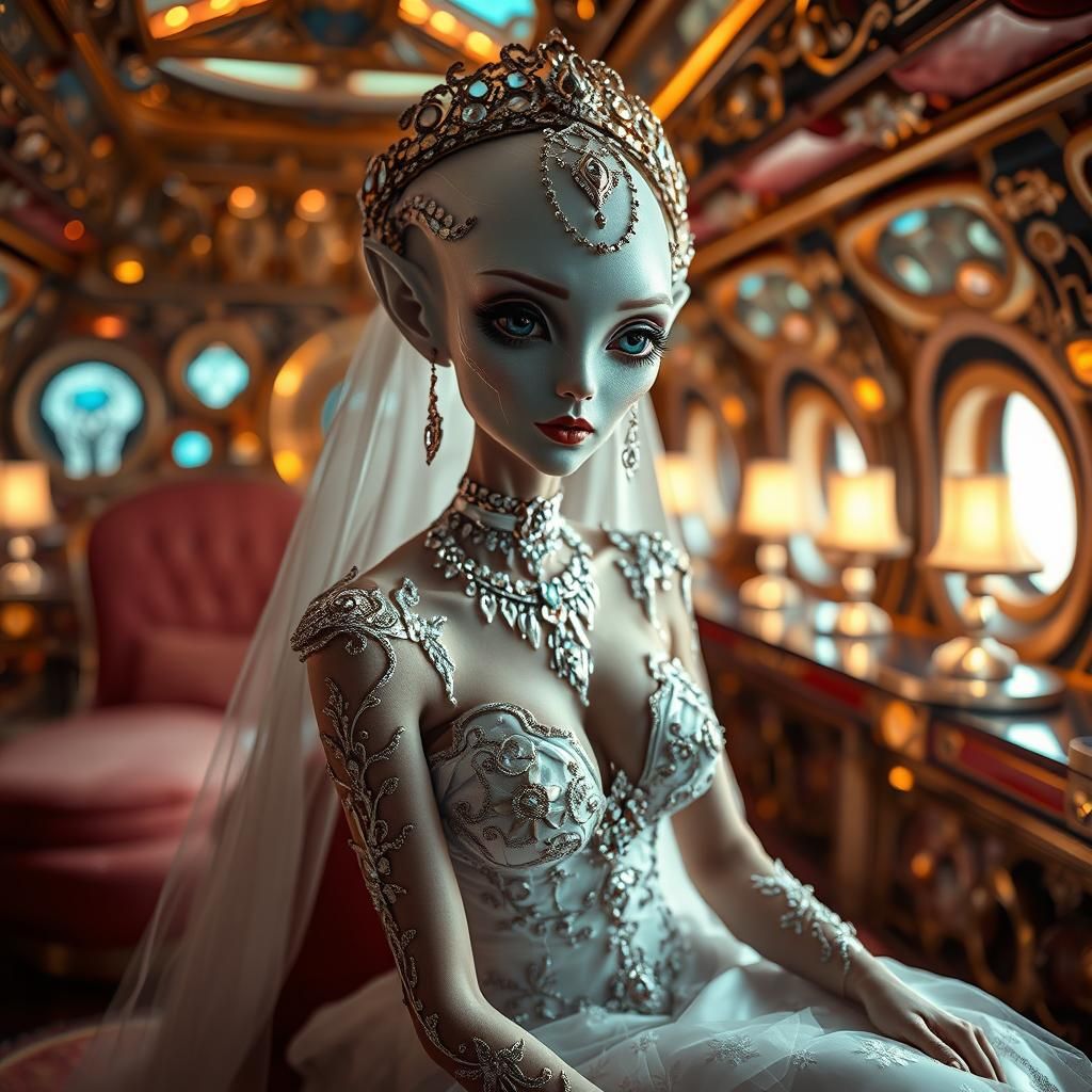 Alien Bride in Spaceship Interior