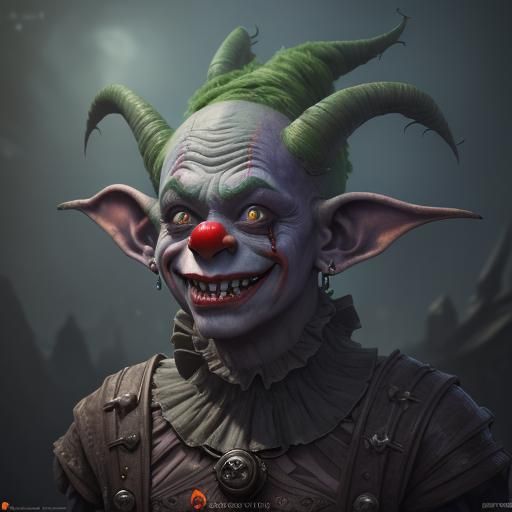 Eerie Goblin Clown in Detailed Matte Painting