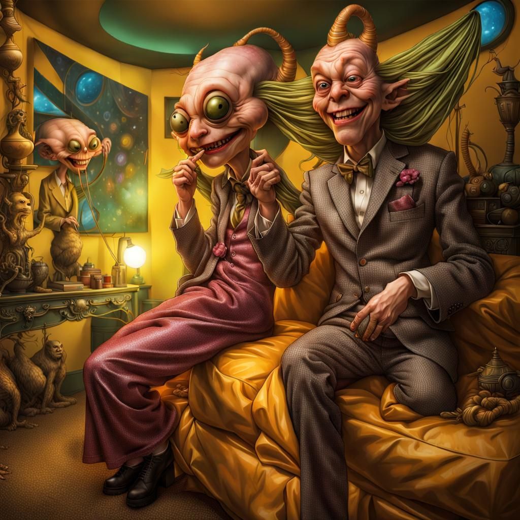 Extravagant Alien Characters in Cosmic Dreamscape