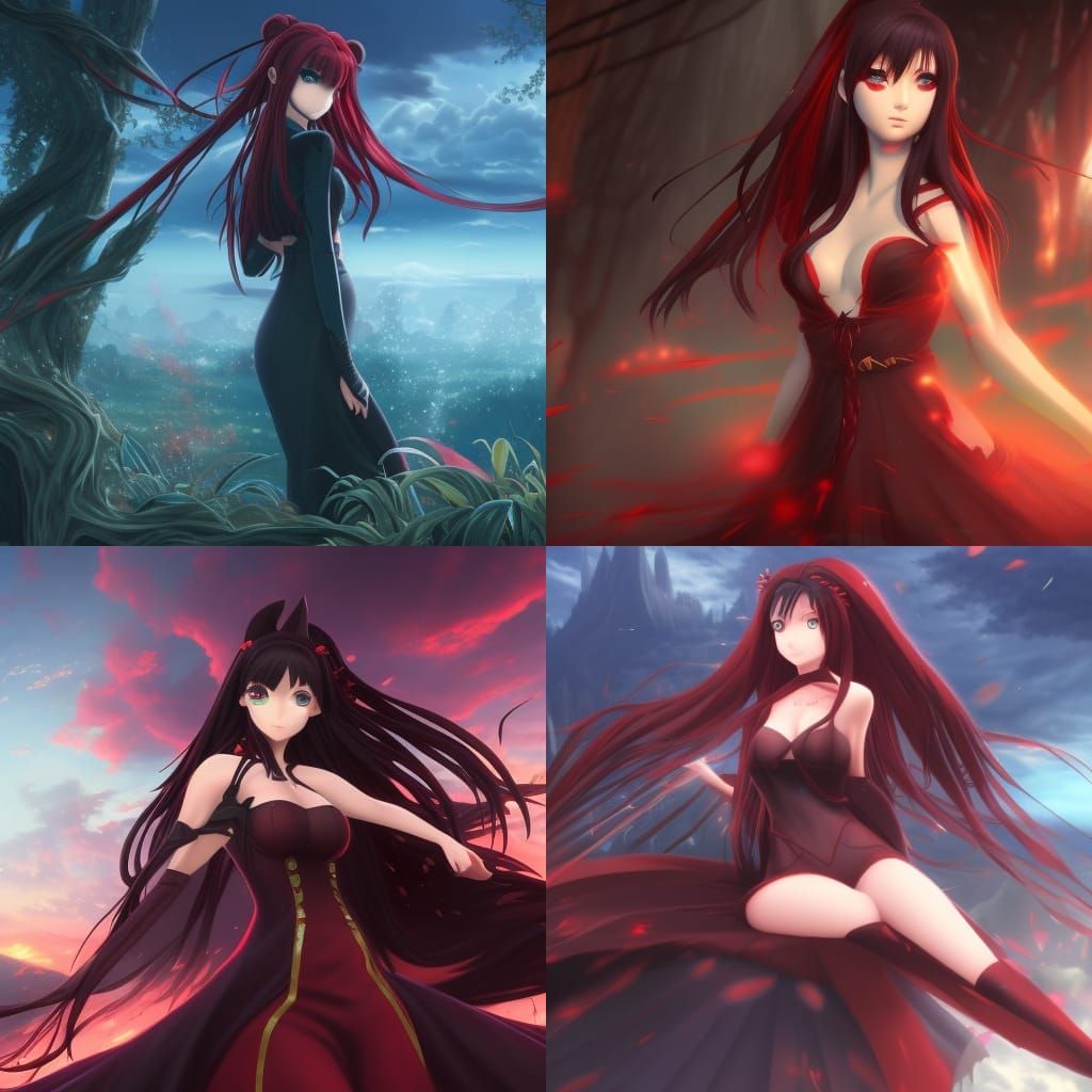 Rin Tohsaka Anime: Detailed Matte Painting in 8K