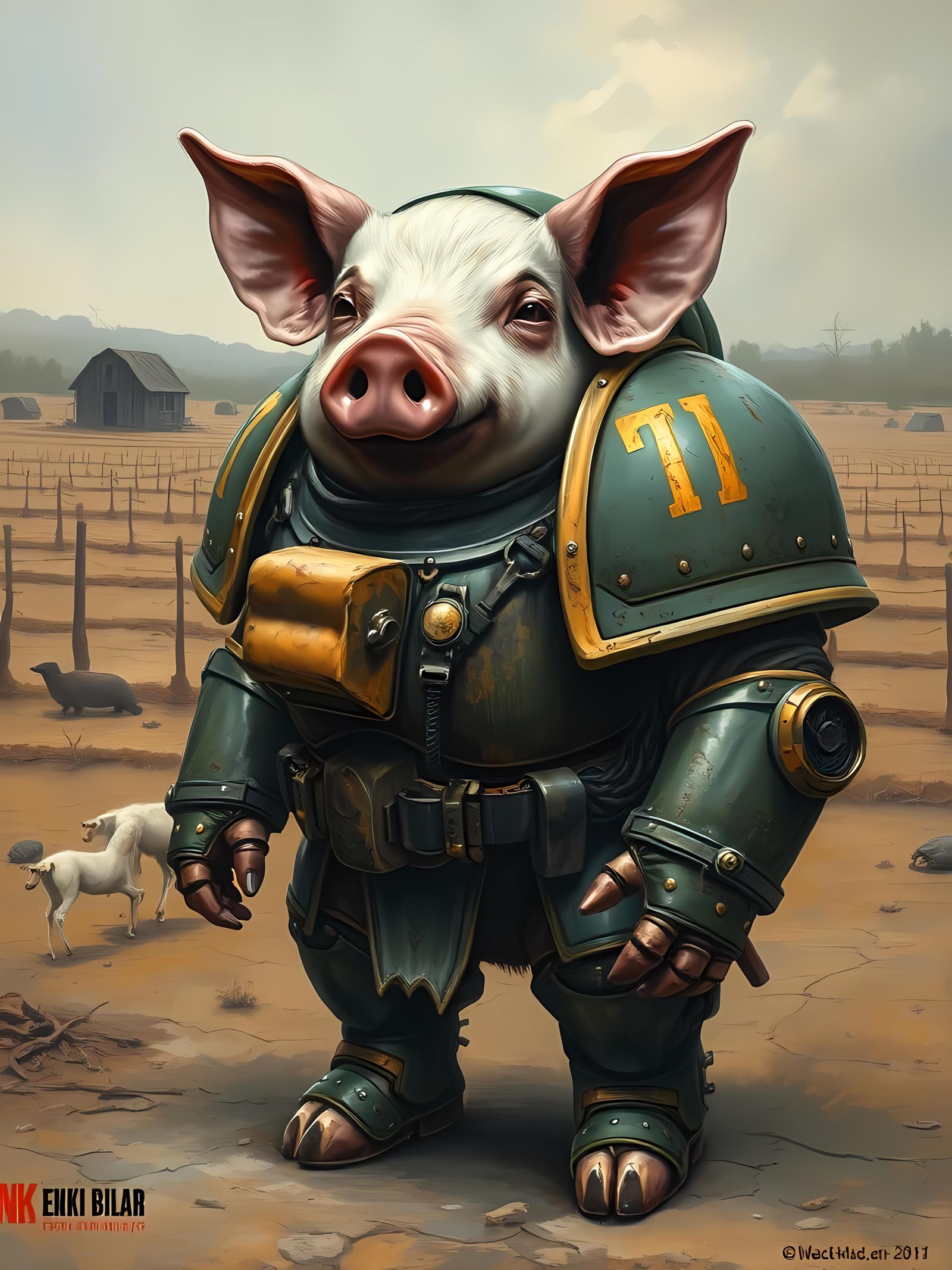 Warhammer Pig in Space Marine Armor
